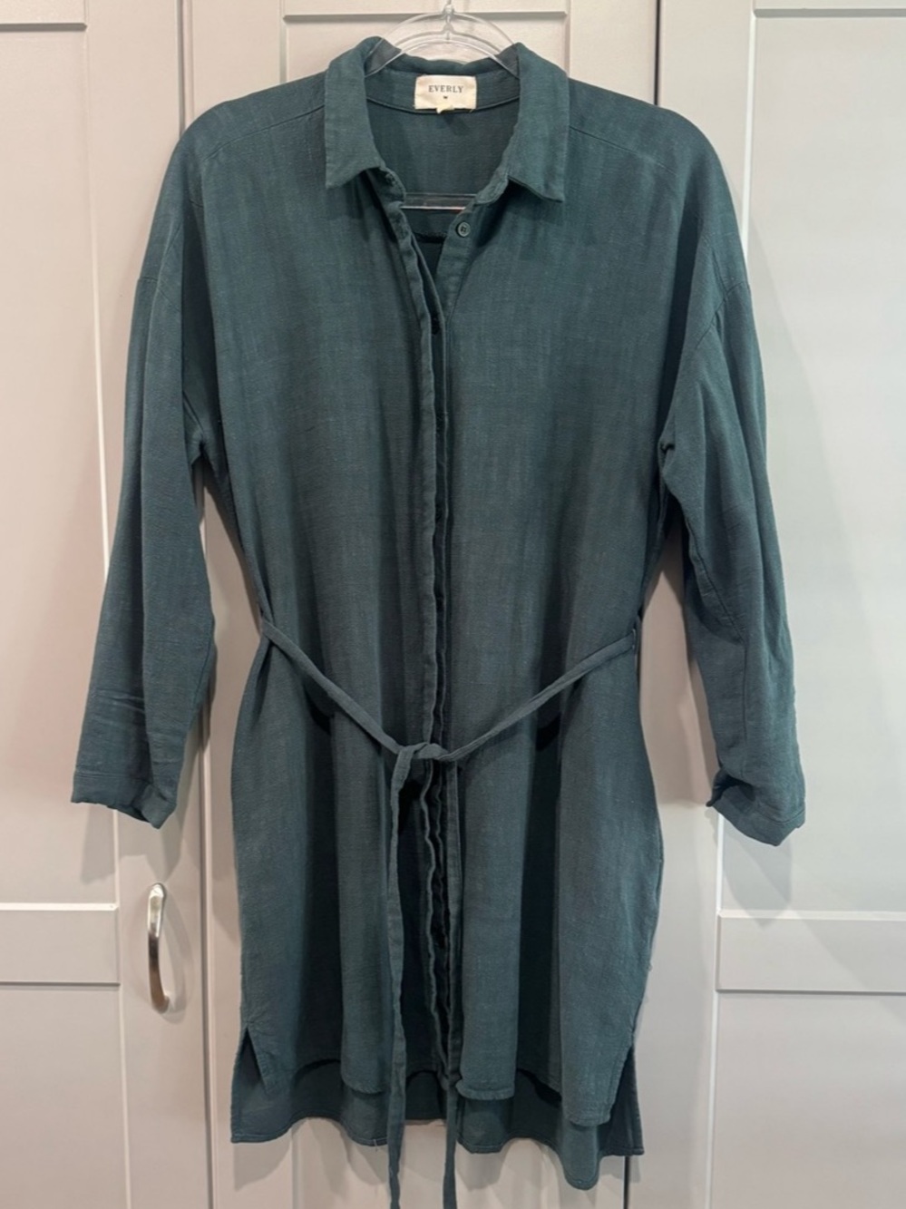 Everly Women's Shirt Dress in Green Size Medium